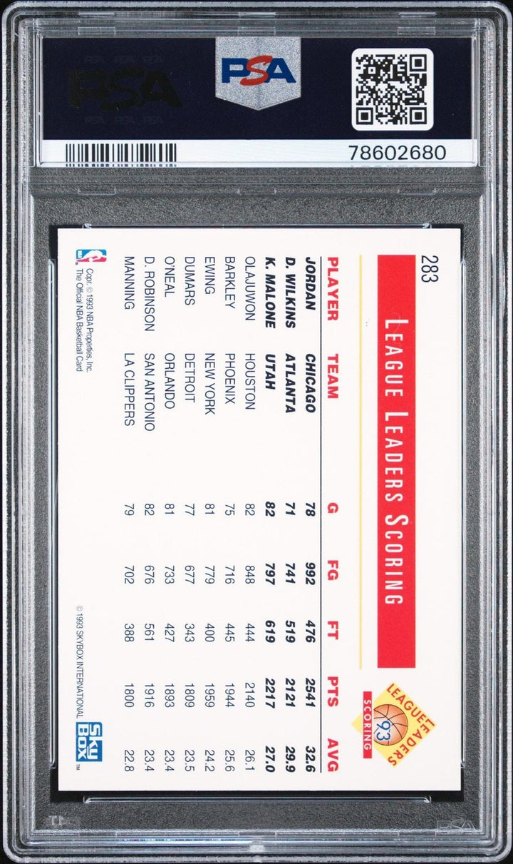 Graded 1993 NBA Hoops Michael Jordan #283 Scoring Leaders Card PSA 10