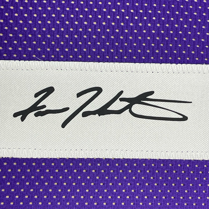 Framed Facsimile Autographed Fran Tarkenton 33x42 Purple Reprint Laser Jersey