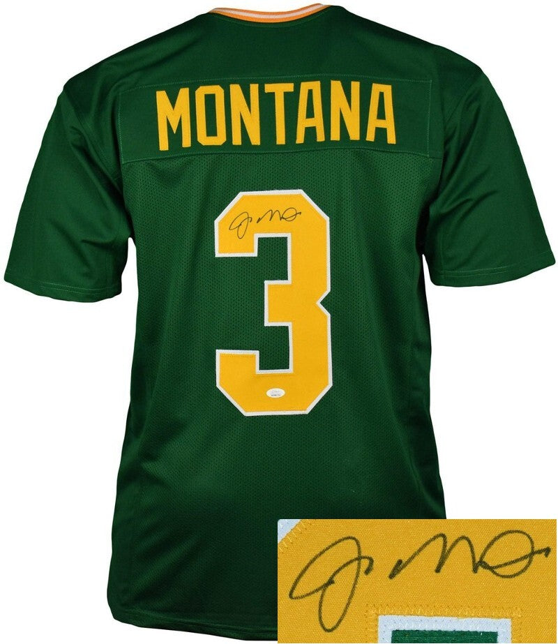 Joe Montana signed Notre Dame Green TB Custom Stitched College Jersey XL - JSA