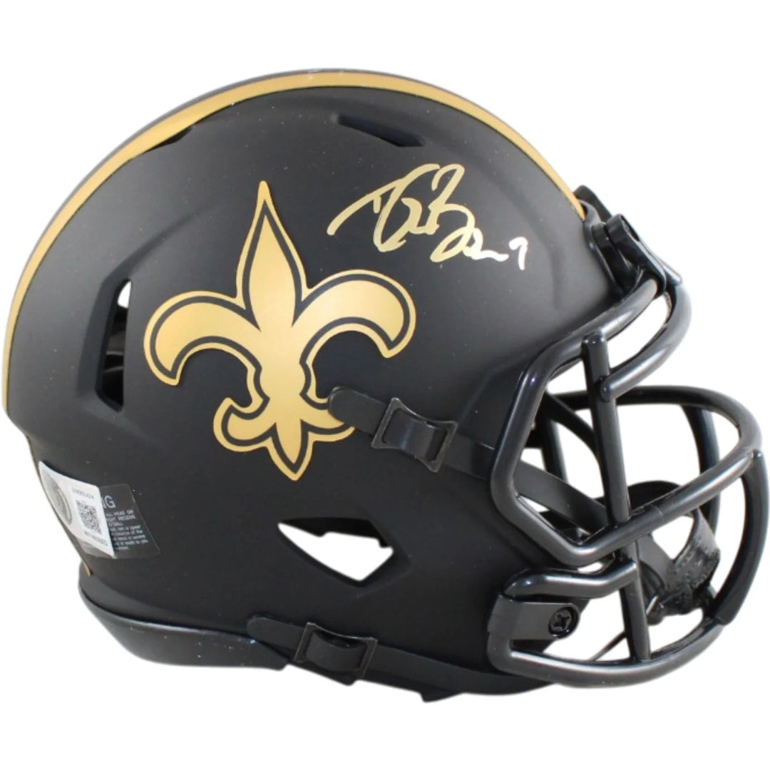 Drew Brees Autographed New Orleans Saints Mini Helmet Eclipse Beckett WIT 58685