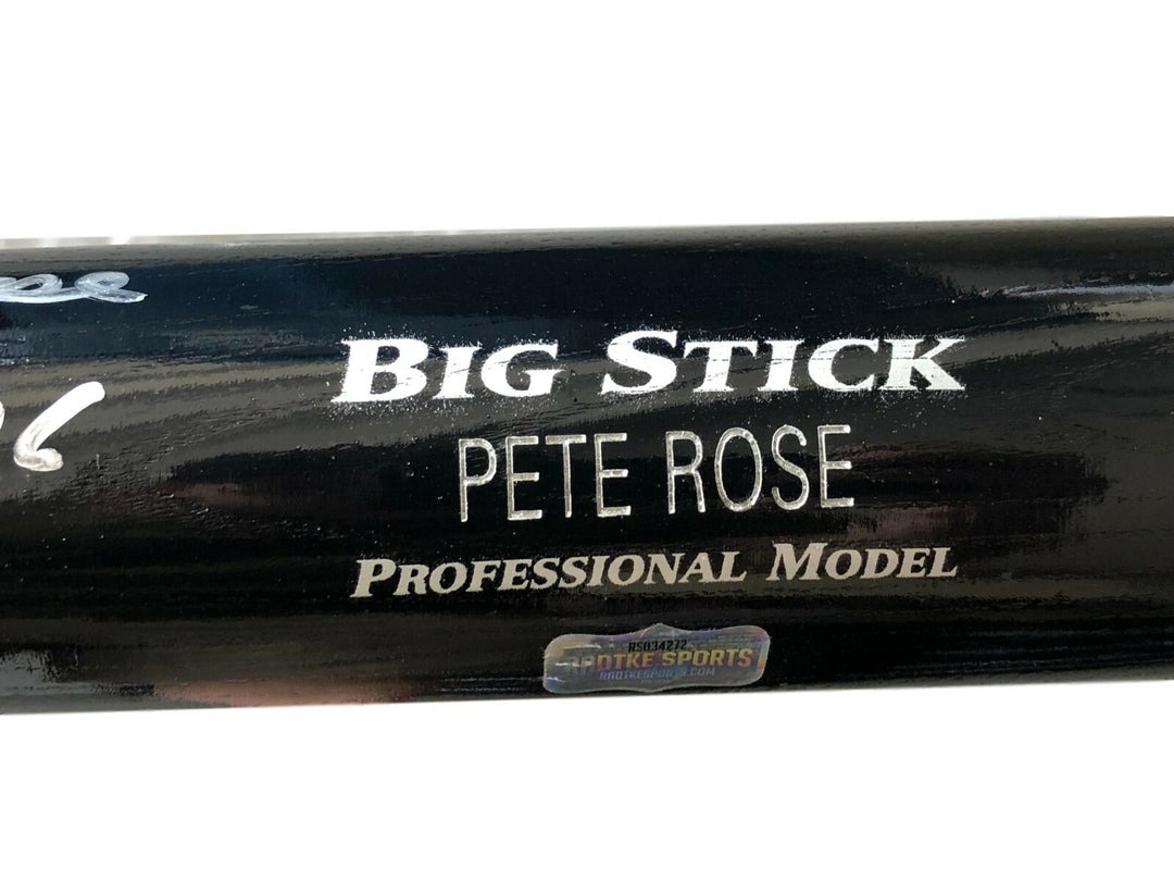Pete Rose Signed Black Baseball Bat Inscribed "Hit King 4256" COA Radtke Reds