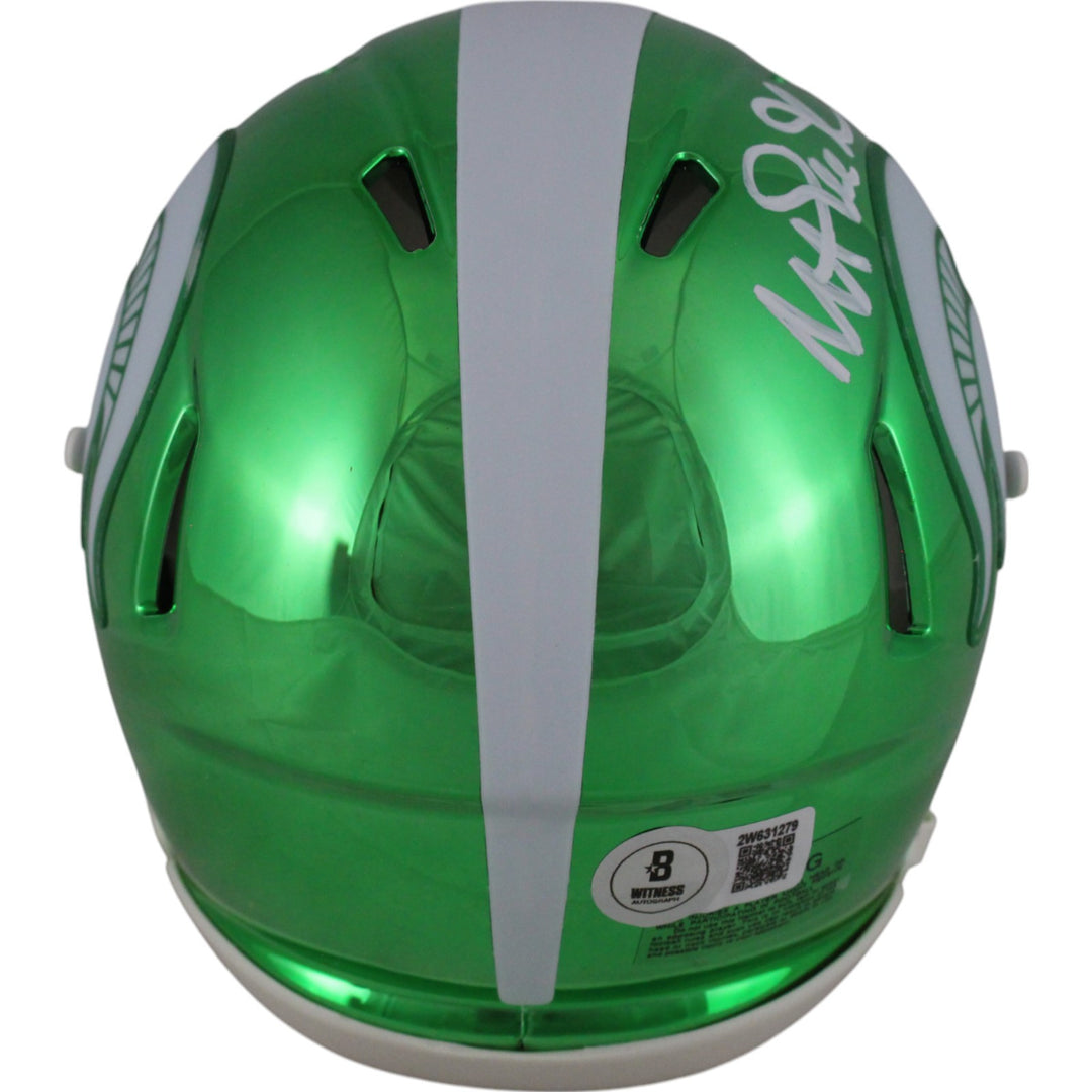 Magic Johnson Autographed/Signed Michigan State Chrome Mini Helmet Beckett 49615