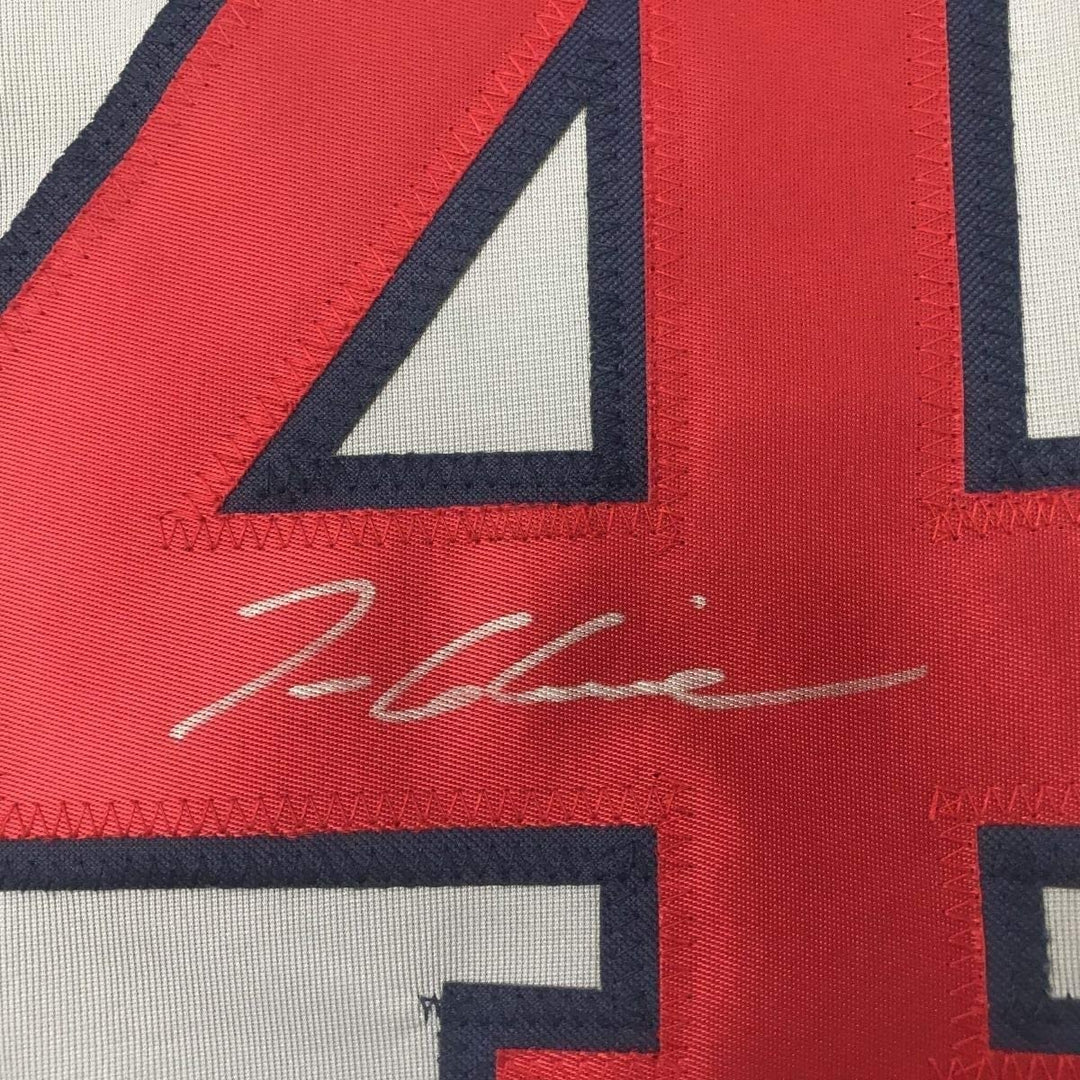 Framed Autographed/Signed Tom Glavine 35x39 Atlanta Grey Jersey JSA COA