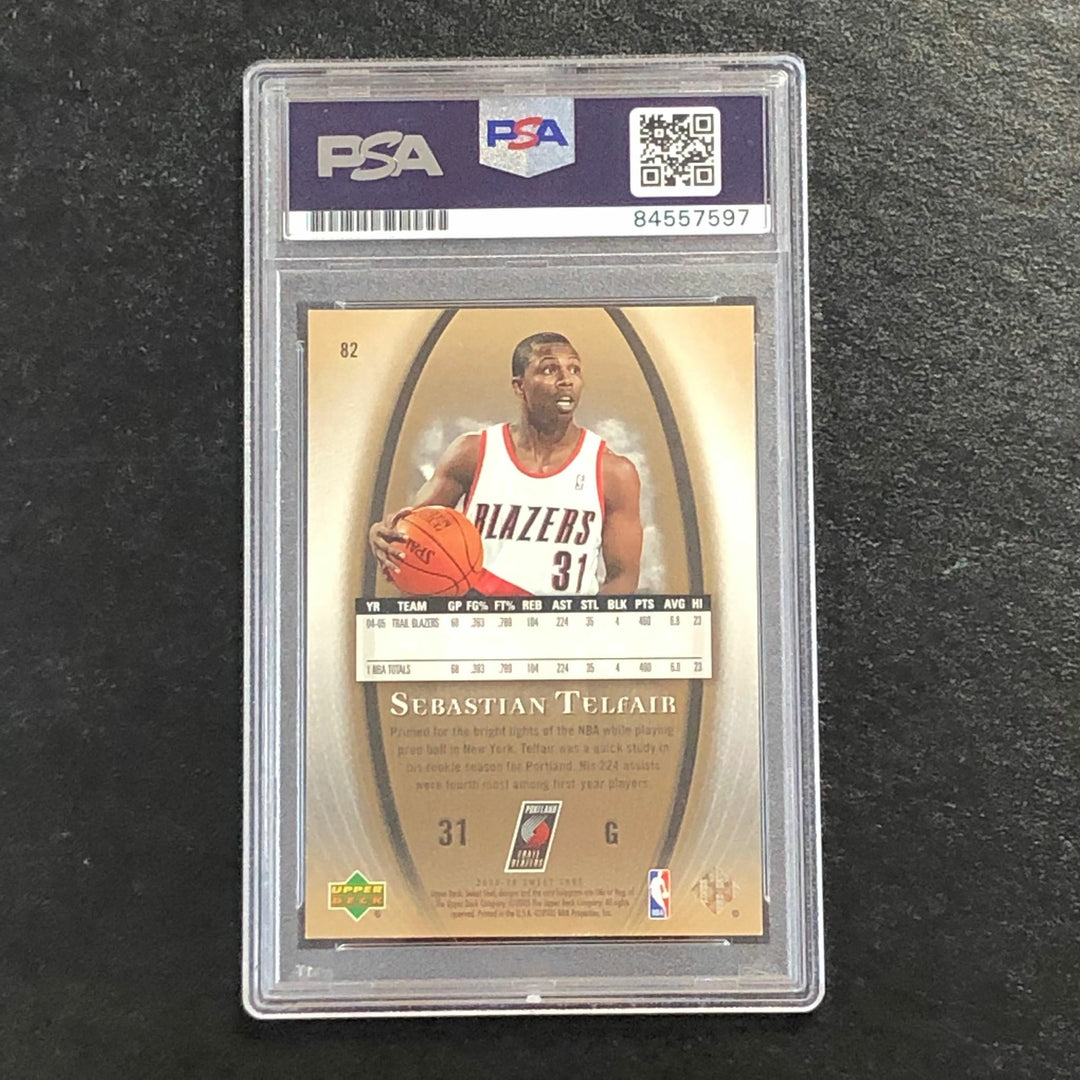 2005-06 Upper Deck Sweet Shot #82 Sebastian Telfair Signed Card AUTO PSA/DNA Sla