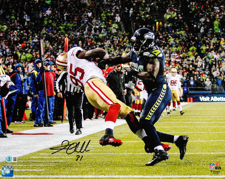 Kam Chancellor Signed 16x20 Photo (Hit On Vernon Davis) Seahawks Beckett Witness