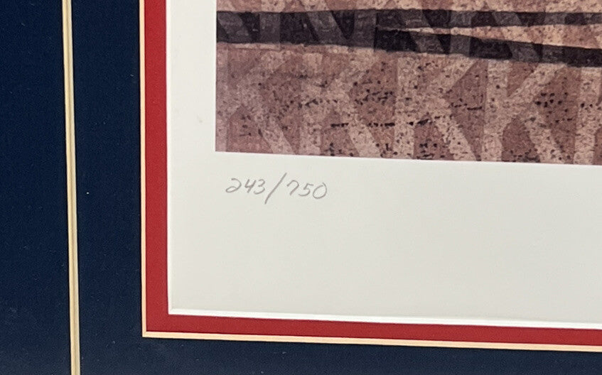 Nolan Ryan Rangers HOF Signed 18x26 Lithograph Photo Framed Artist 2 Auto LE COA