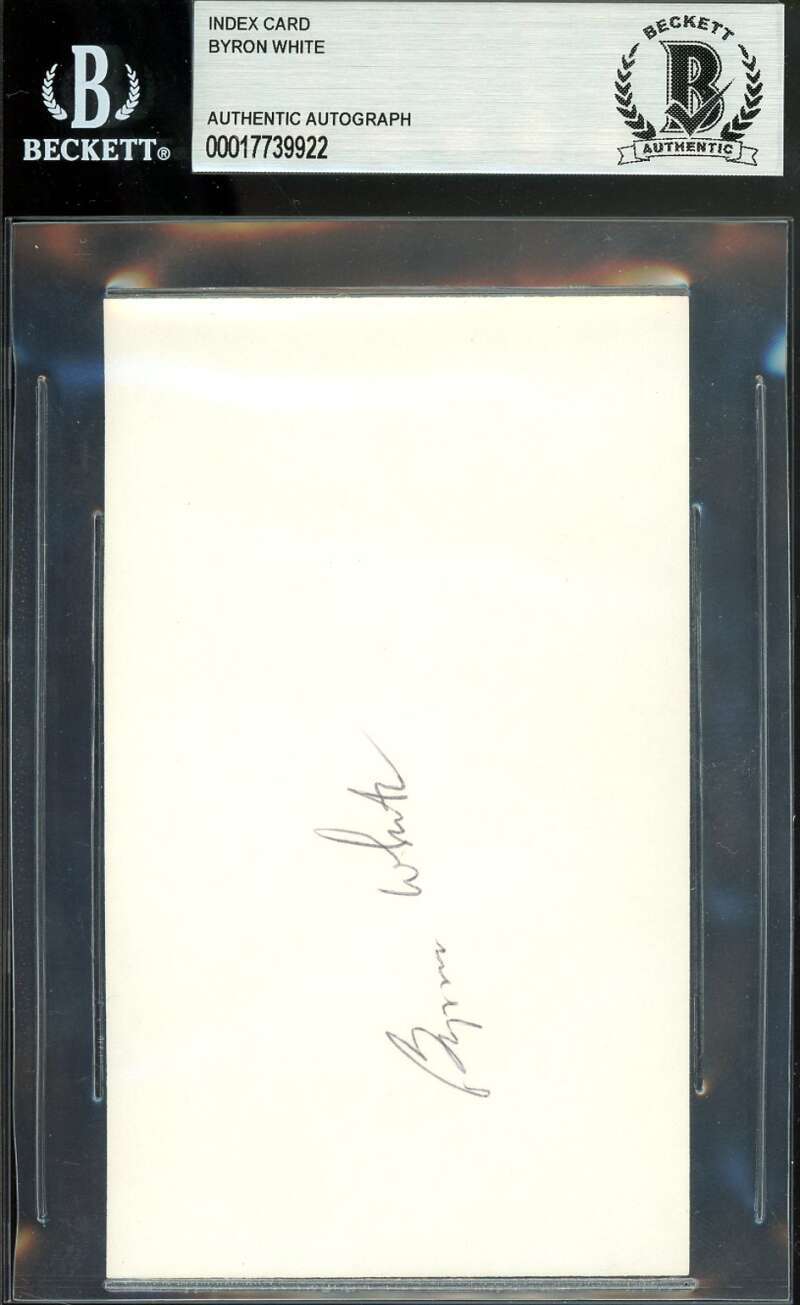 Byron White Beckett BAS Autograph 3x5 Index Card Signed