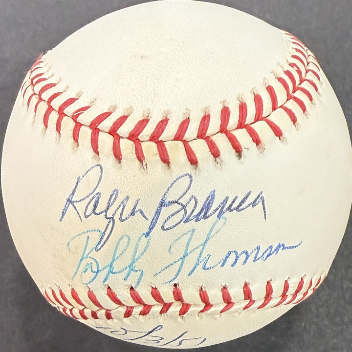 Bobby Thomson Ralph Branca Signed Official NL Baseball 10/3/51 Auto Giants PSA
