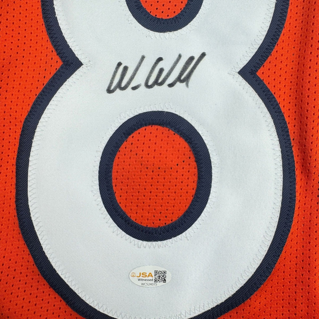 Autographed/Signed Wes Welker Denver Orange Football Jersey JSA COA