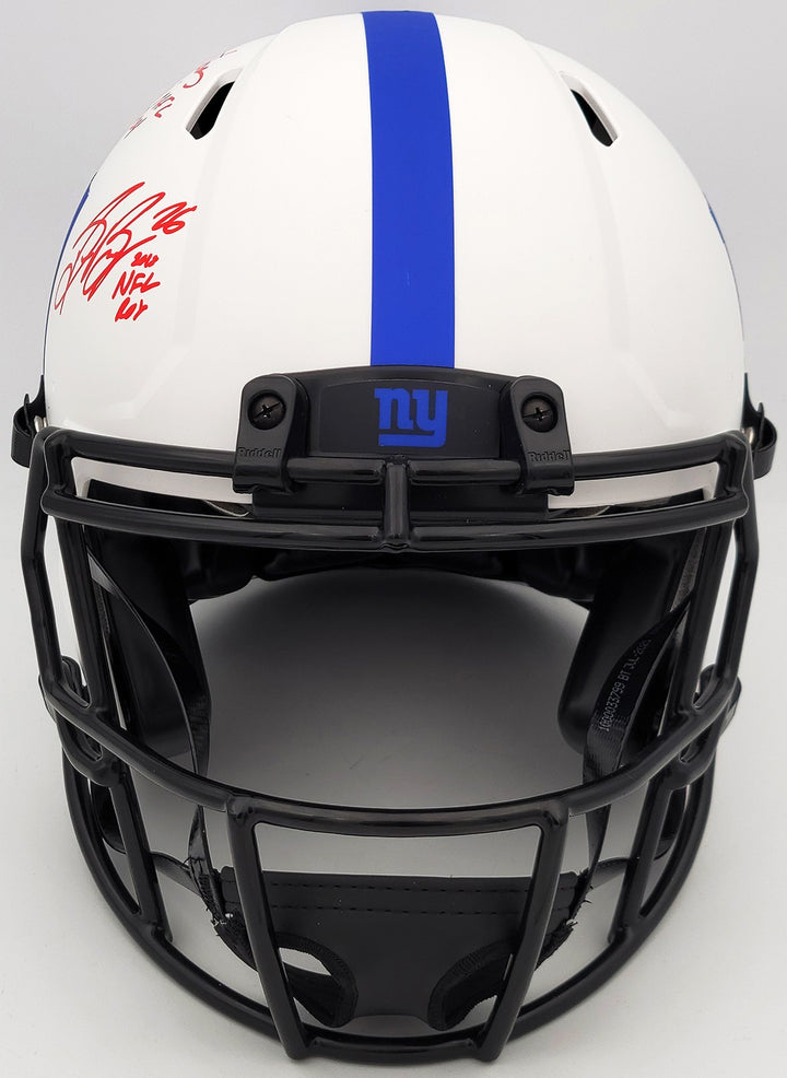Lawrence Taylor Saquon Barkley Auto Giants Lunar Eclipse White FS Helmet ROY BAS