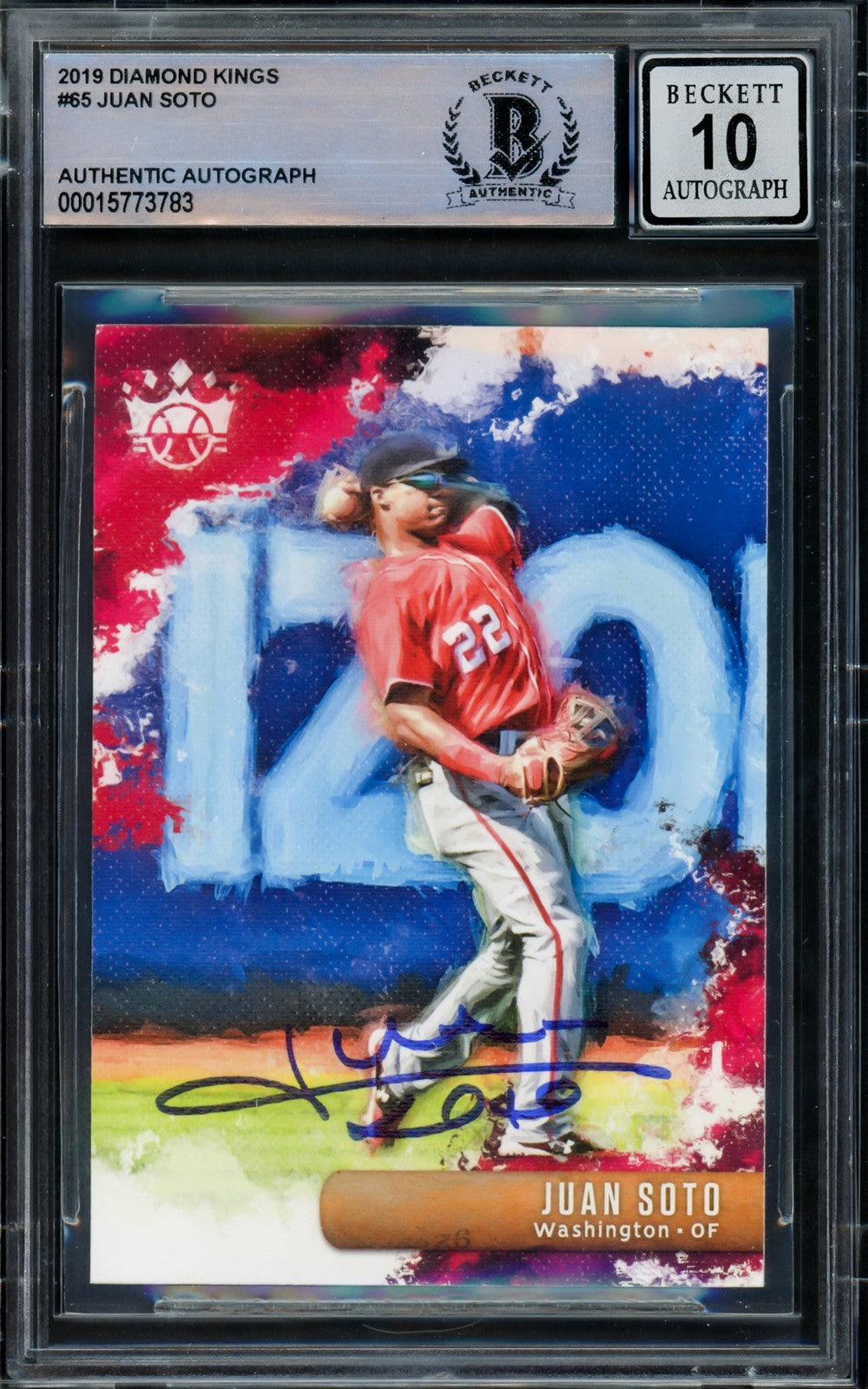Juan Soto Auto Signed 2019 Panini Diamond Kings Card 65 Mets Auto GM 10 Beckett
