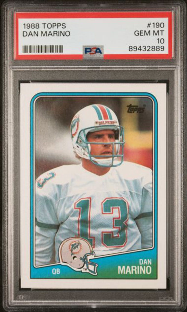 Graded 1988 Topps Dan Marino #190 Football Card PSA 10 Gem Mint