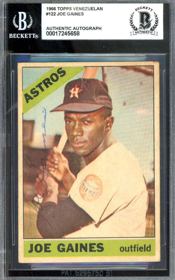 Joe Gaines Beckett BAS Signed 1966 Topps Venezuelan Autograph