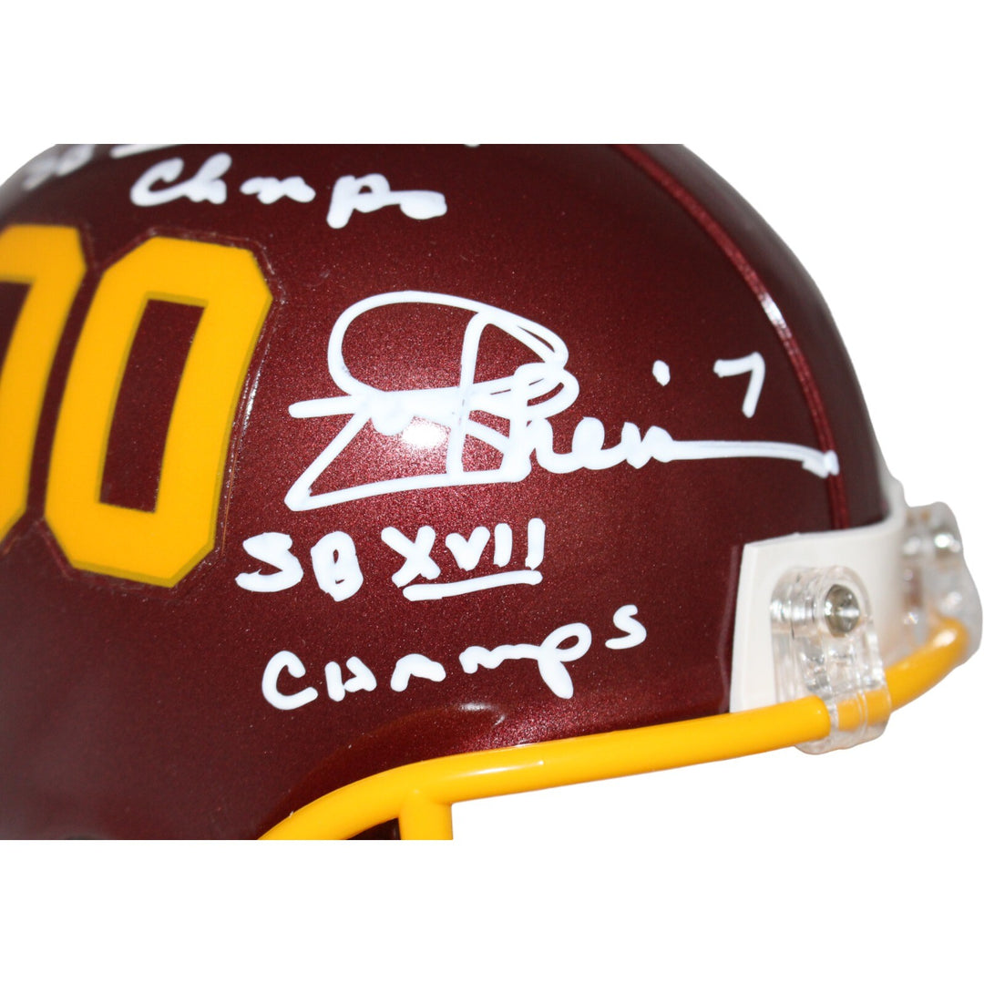 Joe Theismann Mark Rypien Doug Williams VSR4 Mini Helmet Beckett 42283