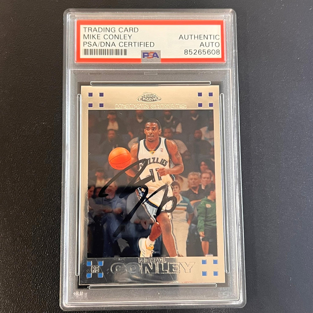 2007-08 Topps Chrome #111 Mike Conley signed Card Auto PSA Slabbed Grizzlies