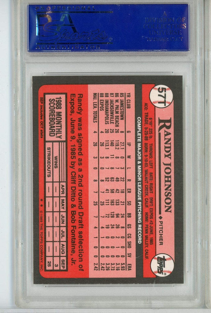 Graded 1989 Topps Traded Randy Johnson #57TTTT Rookie RC Baseball Card PSA 9