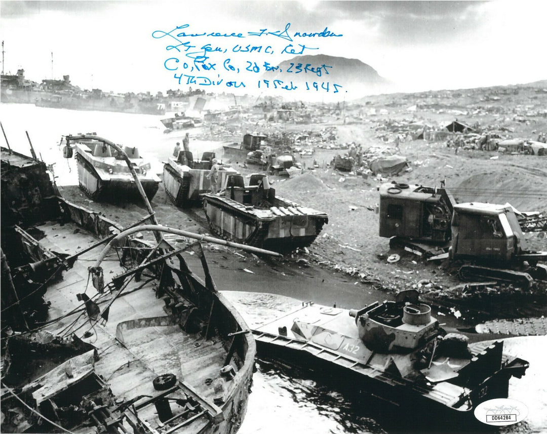 Lt. Gen. Lawrence Snowden signed WWII Iwo Jima USMC Commander 8x10 Photo-JSA