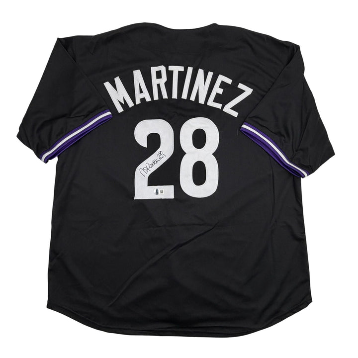Autographed/Signed Nick Martinez Tampa Bay Black Baseball Jersey Beckett BAS COA