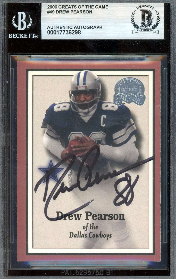 Drew Pearson Beckett BAS Signed 2000 Fleer Greats of The Game Autograph