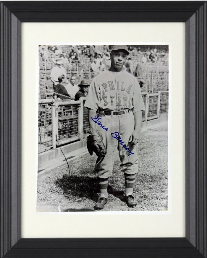 Gene Benson signed Philadelphia Stars Negro League B&W 8x10 Photo Framed - COA