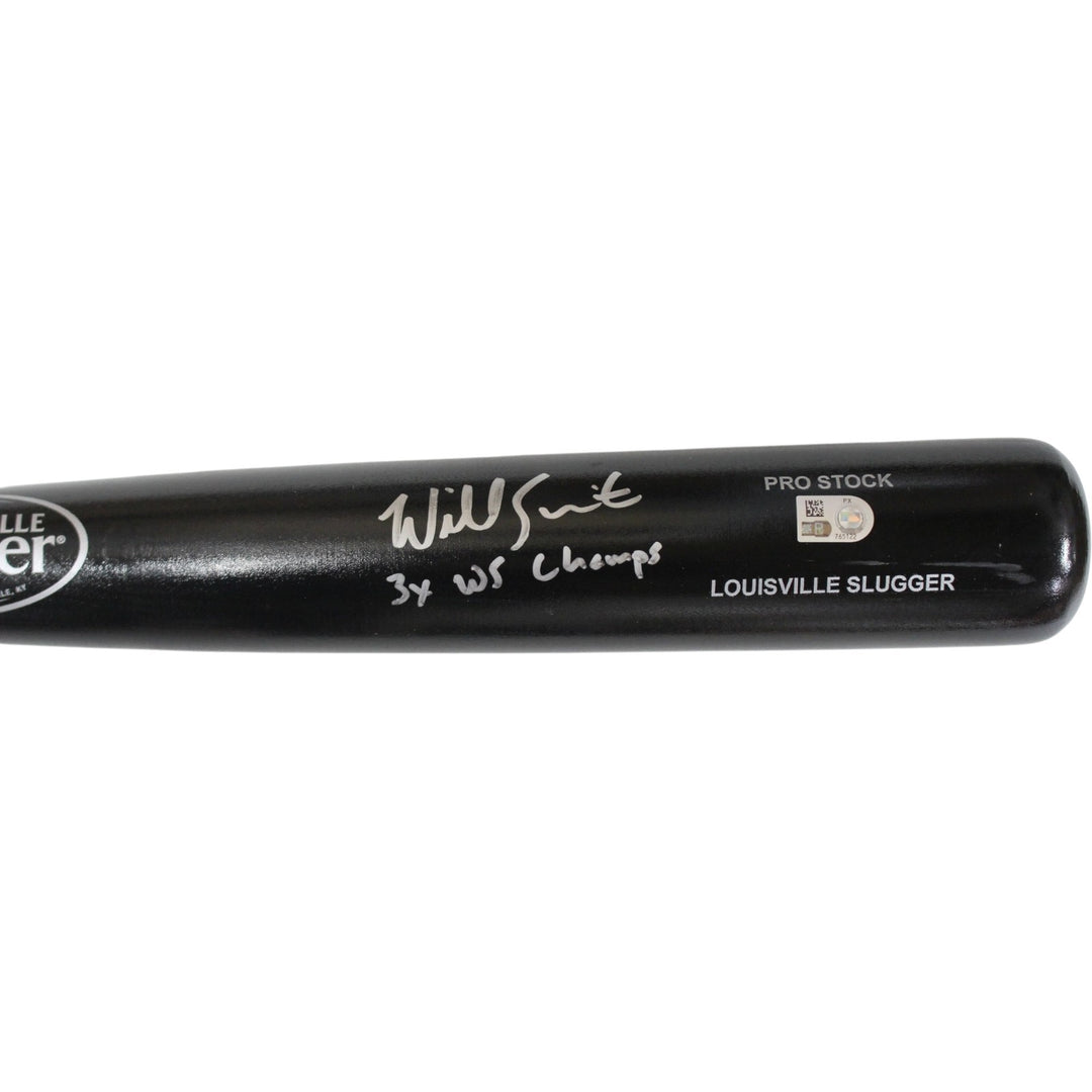Will Smith Autographed Los Angeles Dodgers Black Bat 3x WS Champs MLB 56567
