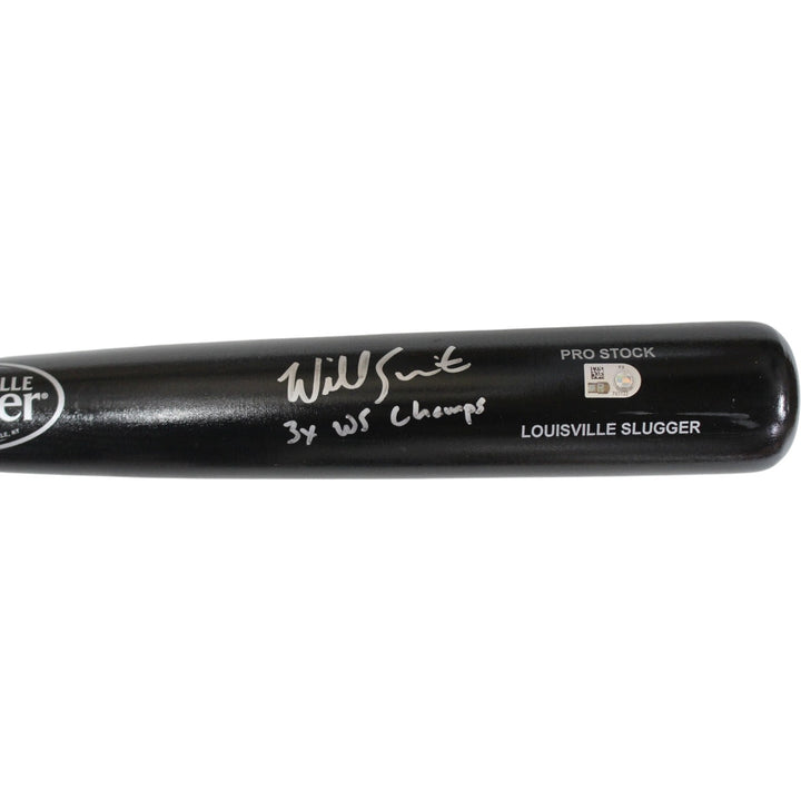 Will Smith Autographed Los Angeles Dodgers Black Bat 3x WS Champs MLB 56567