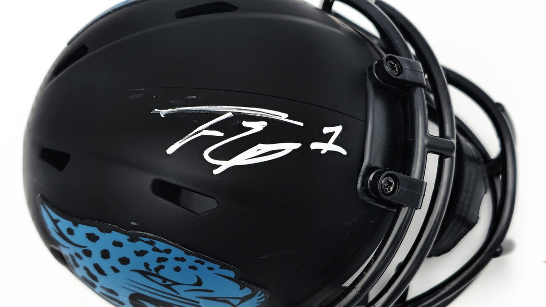 Travis Etienne Auto Jacksonville Jaguars Eclipse Black Speed Mini Helmet Beckett