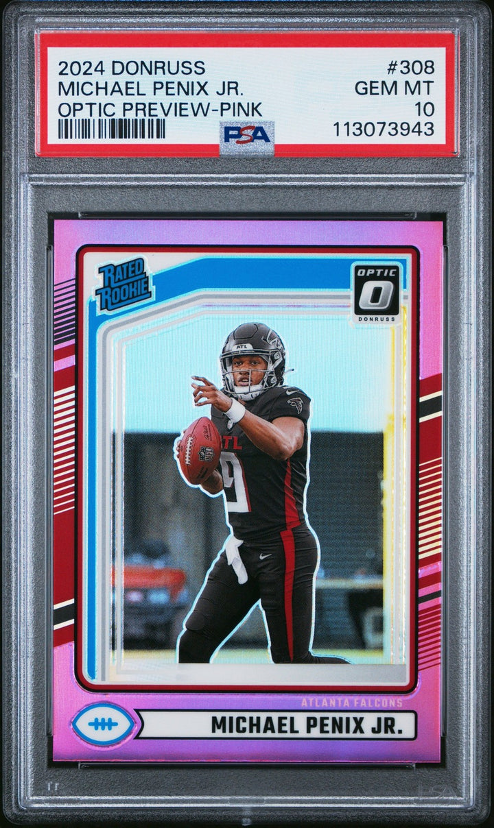 Graded 2024 Donruss Michael Penix Jr #308 Preview Pink RC Card PSA 10
