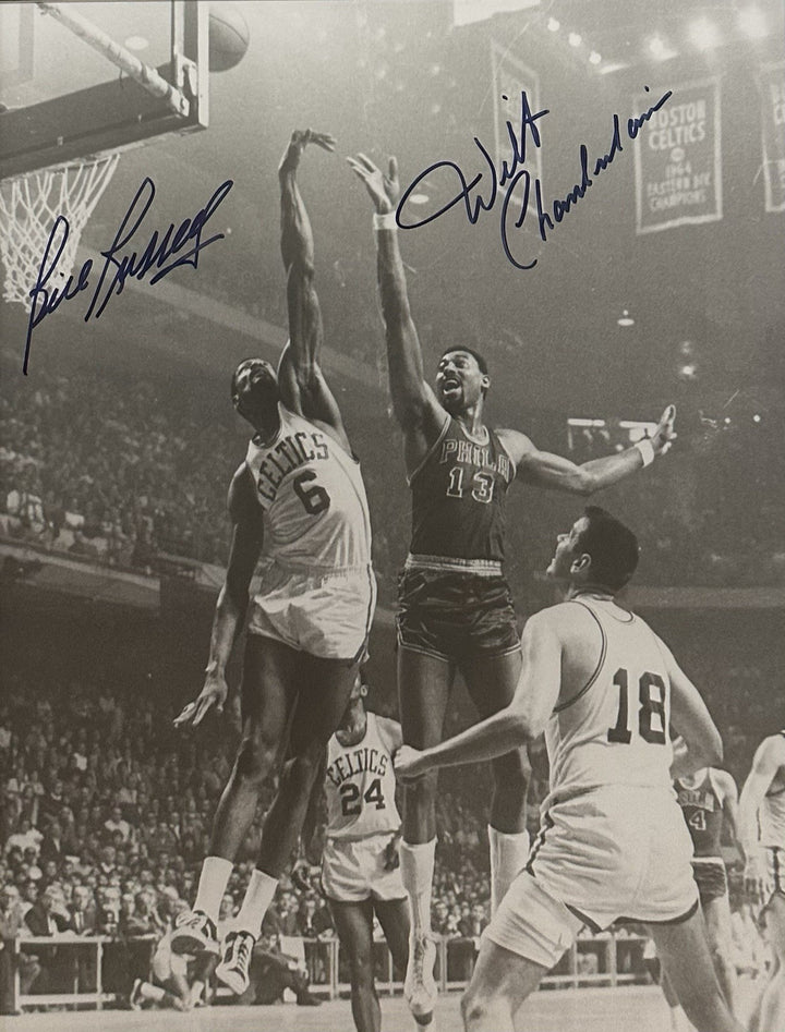 Wilt Chamberlain & Bill Russell Signed 16x20 Framed Photo Mint Hof Auto PSA LOA