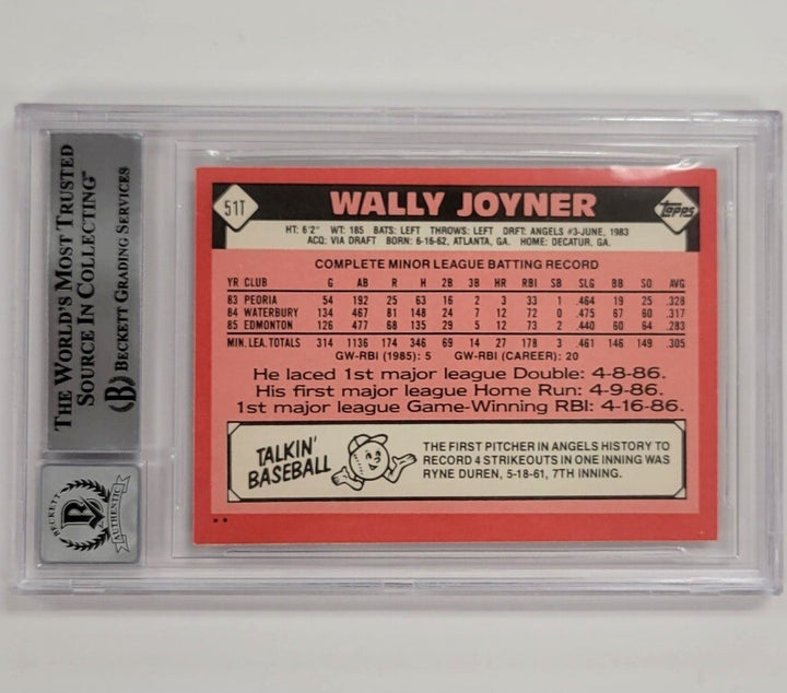 Wally Joyner signed 1986 Topps Traded RC rookie card BAS BGS 10 autograph auto A