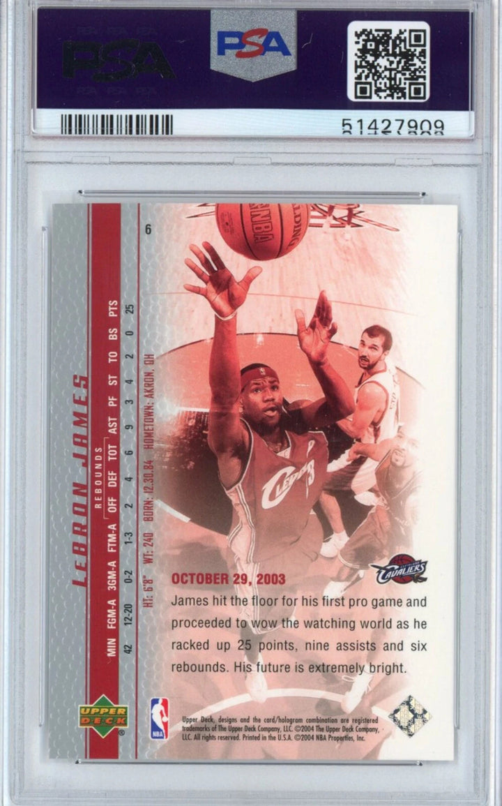Graded 2003-04 UD LeBron James #6 Phenomenal Beginning Rookie Card PSA 10