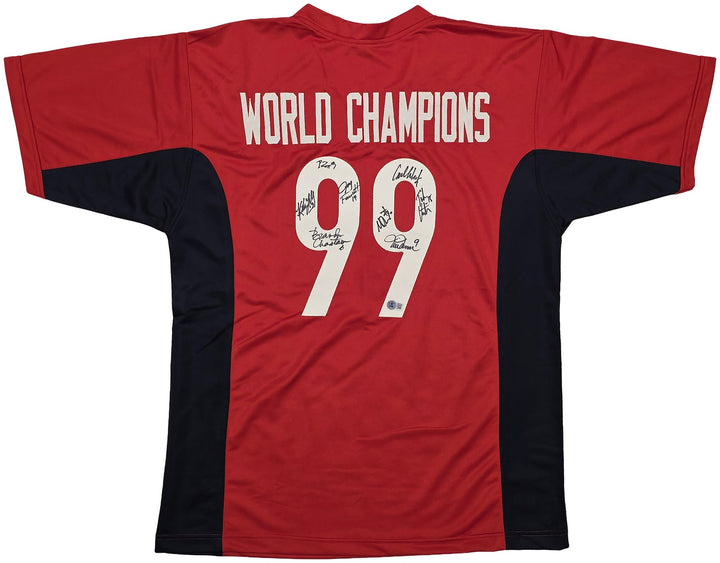 1999 Team USA Women's Soccer World Cup Champions Auto Red Jersey 8 Sigs Mia Hamm