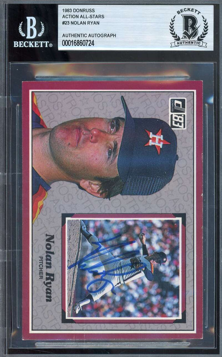 Nolan Ryan Beckett BAS Signed 1983 Donruss Action All Stars Autograph