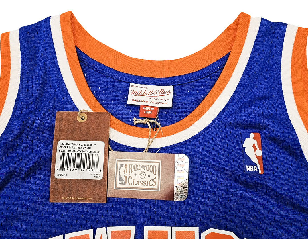 Knicks Patrick Ewing Auto Blue AUTH Mitchell Ness 91-92 Swingman Jersey XL BAS