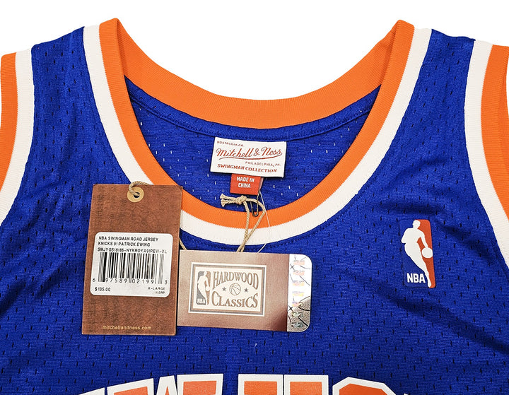 Knicks Patrick Ewing Auto Blue AUTH Mitchell Ness 91-92 Swingman Jersey XL BAS