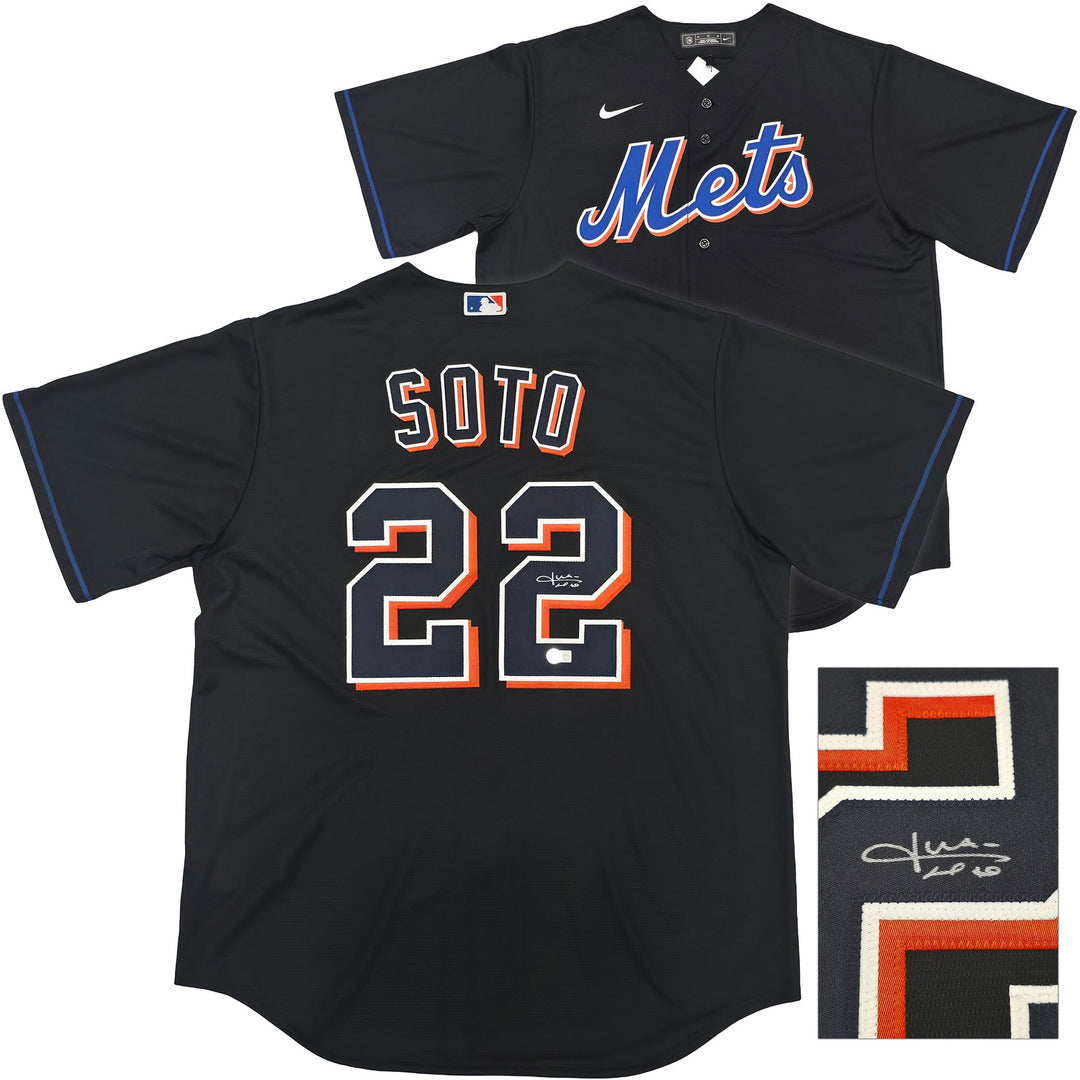 New York Mets Juan Soto Autographed Signed Black Nike Jersey Size XL Beckett