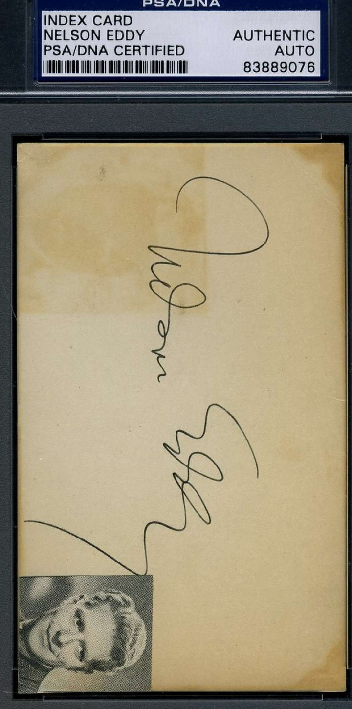 Nelson Eddy Vintage 1930`s Signed 3x5 Index Card Psa/dna Authentic Autograph