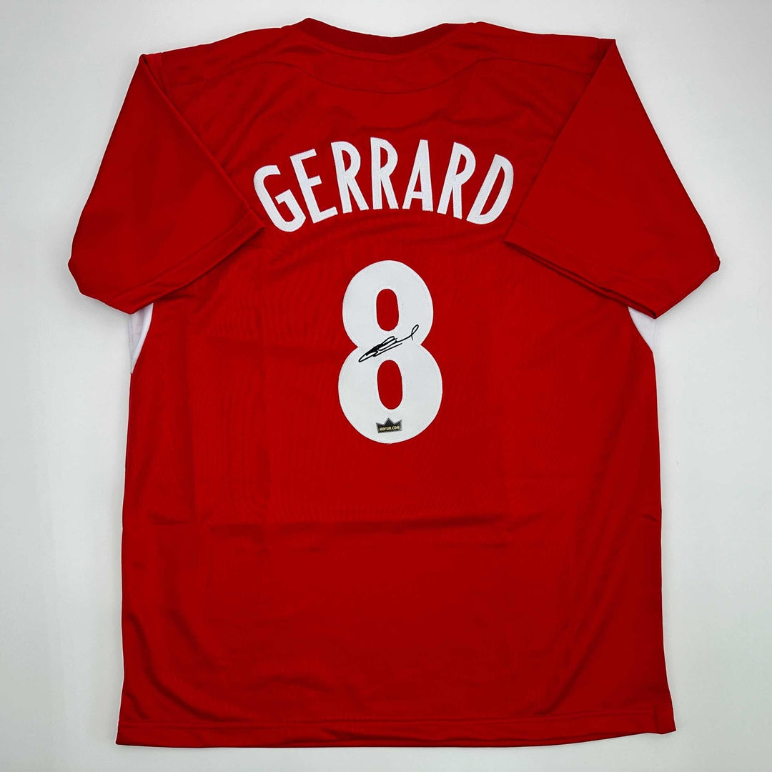 Facsimile Autographed Steven Gerrard Liverpool FC Red Reprint Jersey Men's XL