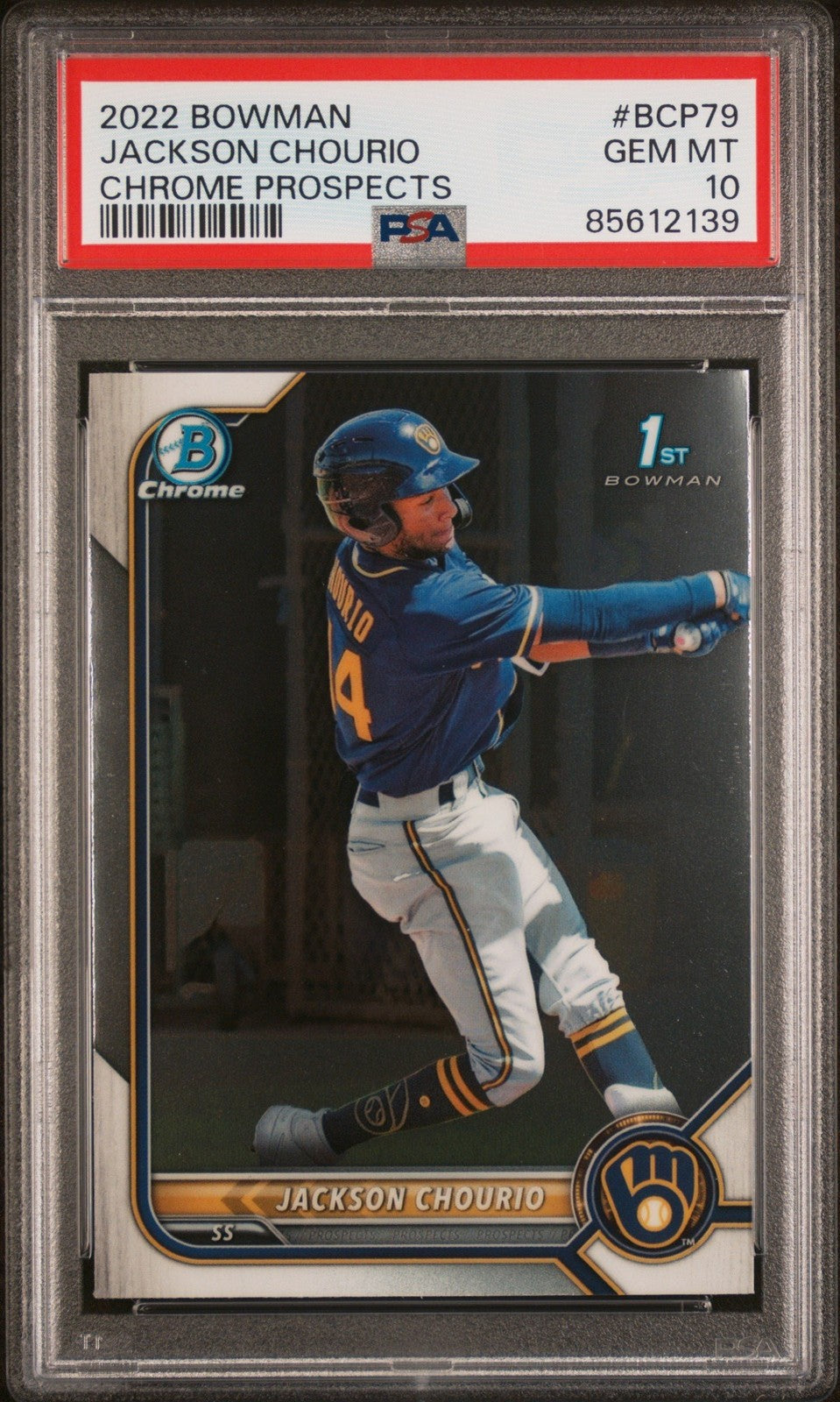 Graded 2023 Bowman Jackson Chourio #BCP79 Chrome Pros RC Card PSA 10