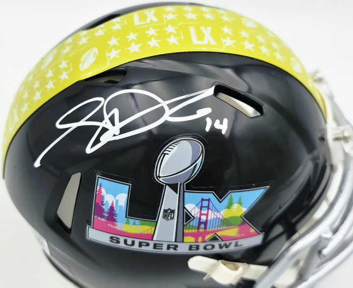 Sam Darnold Signed Seahawks Black SB LX Logo Speed Mini Helmet Beckett Witness