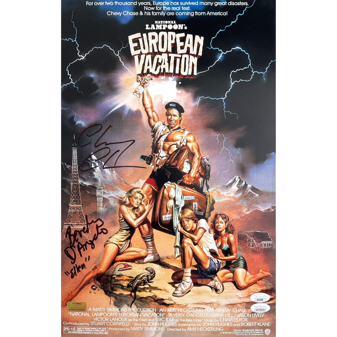Chevy Chase / Beverly D'Angelo Autographed European Vacation 11x17 Poster JSA