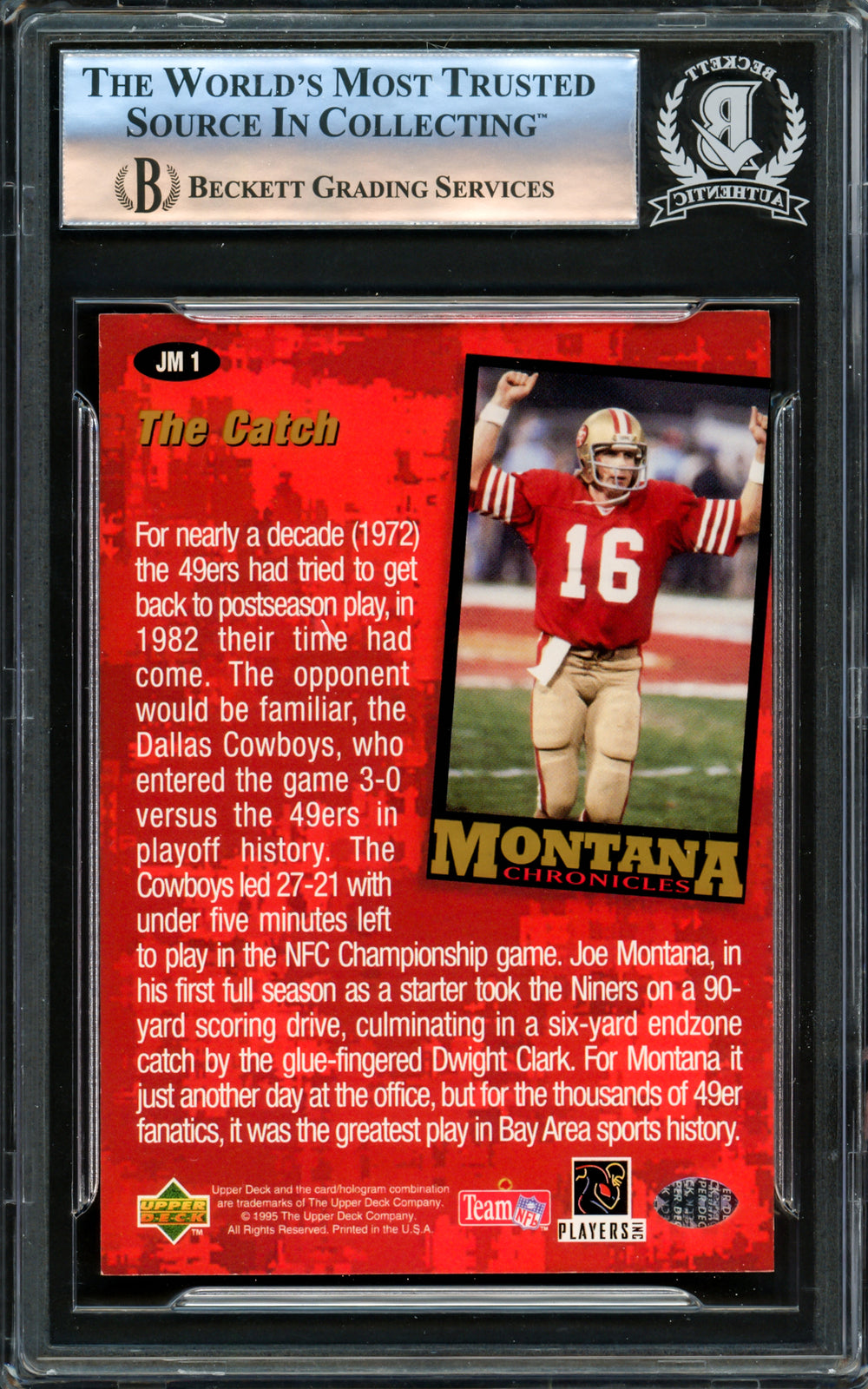 Joe Montana Autographed 1995 US Collectors Choice Card 49ers Beckett 16176903