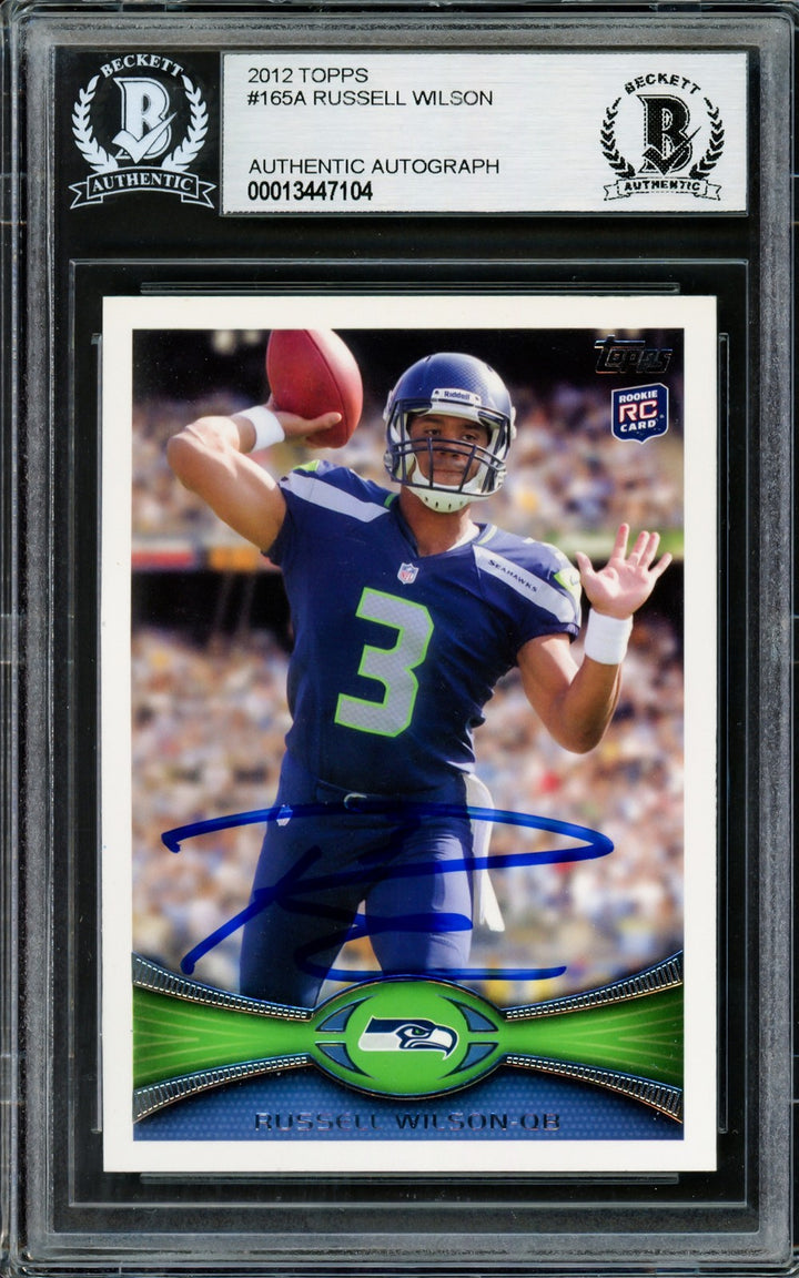 Russell Wilson Autographed Signed 2012 Topps RC 165A Seattle Seahawks Beckett