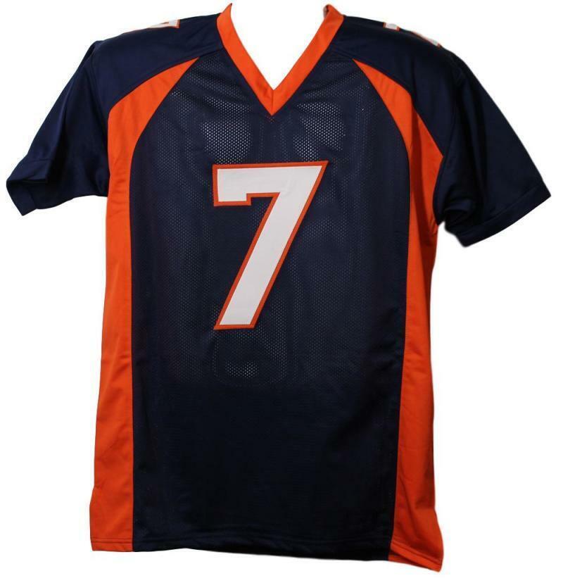 John Elway Autographed/Signed Pro Style  Size XL Blue Jersey BAS 22889