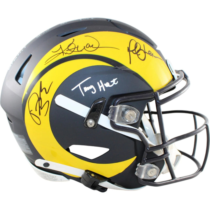 Warner Holt Faulk Bruce Signed Los Angeles Rams SpeedFlex Rival Helmet BAS 58492