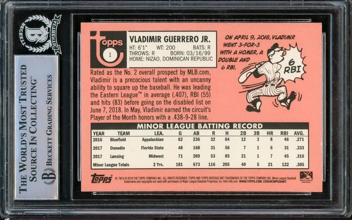 Vladimir Guerrero Jr. Auto Signed 2018 Topps Heritage Minor League RC 1 Beckett