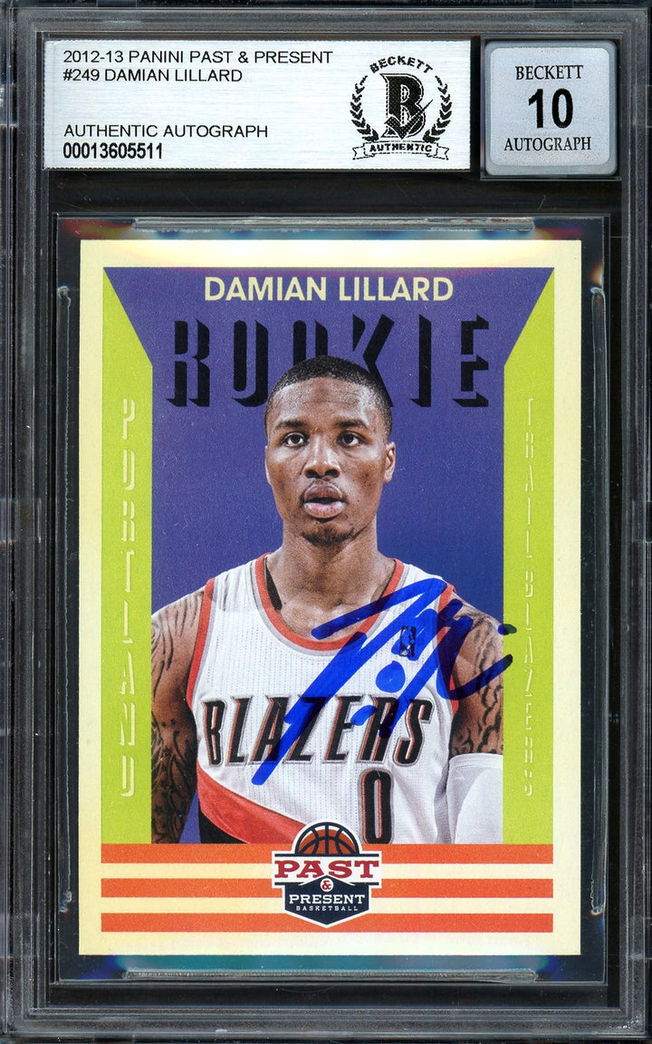 Damian Lillard Auto Signed 2012-13 Panini Past & Present RC 249 Sig 10 Beckett