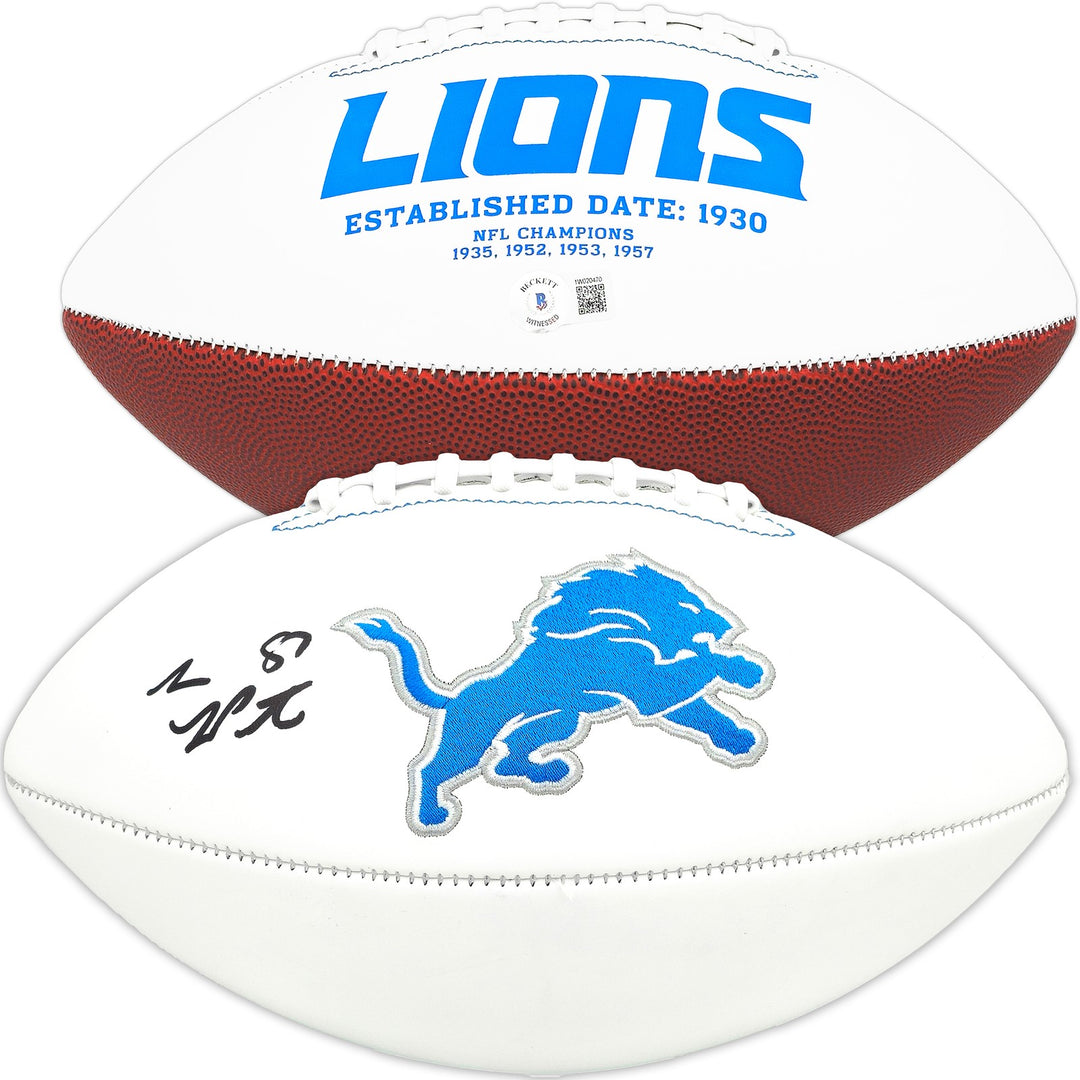 Sam LaPorta Autographed Signed Detroit Lions White Logo Football Beckett Wit