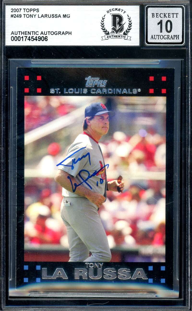 Tony LaRussa Gem Mint 10 Beckett BAS Signed 2007 Topps Autograph