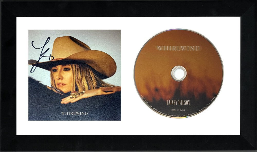 Lainey Wilson signed 2024 Whirlwind 4.75”x4.75 “ Art Card CD Framed 6.5X12" -COA